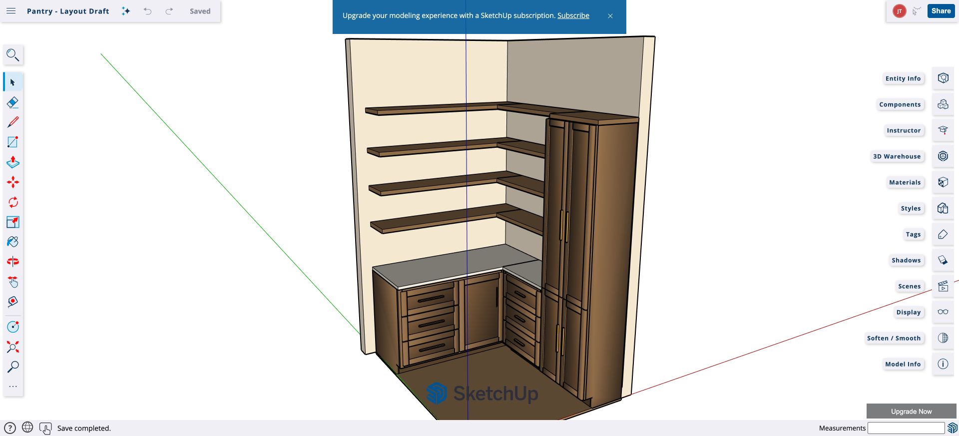 SketchUp pantry layout model